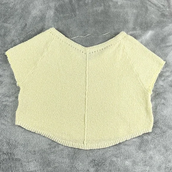 Free People cropped oversized knit short sleeve sweater top cotton blend - Picture 3 of 5